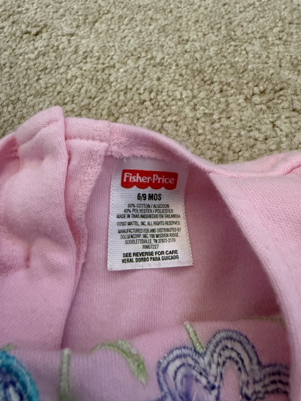 Vintage Fisher Price pink ruffle bubble romper pink floral girl dress set 6/9 m - Picture 5 of 5